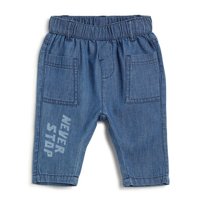 Boys Medium Blue Typography Jeans